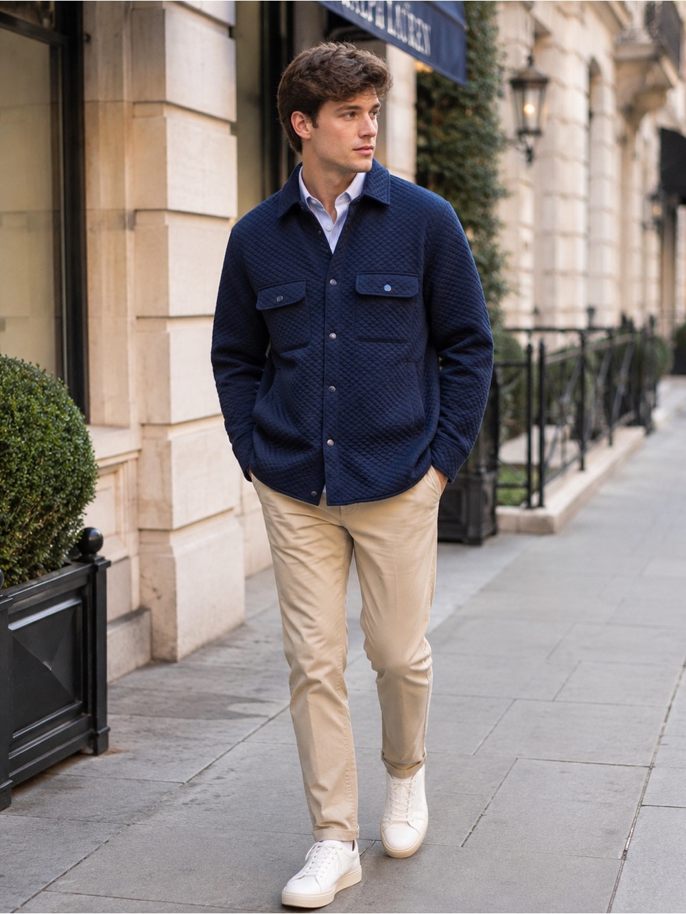 NWT Postmarc New York Navy quilted Shirt Jacket Shacket Mens Sz L
